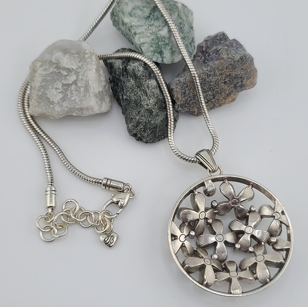 $68 Brighton "Eden's Garden" Asian Influenced Floral Blossoms Round Pendant 🌺 - Picture 6 of 10